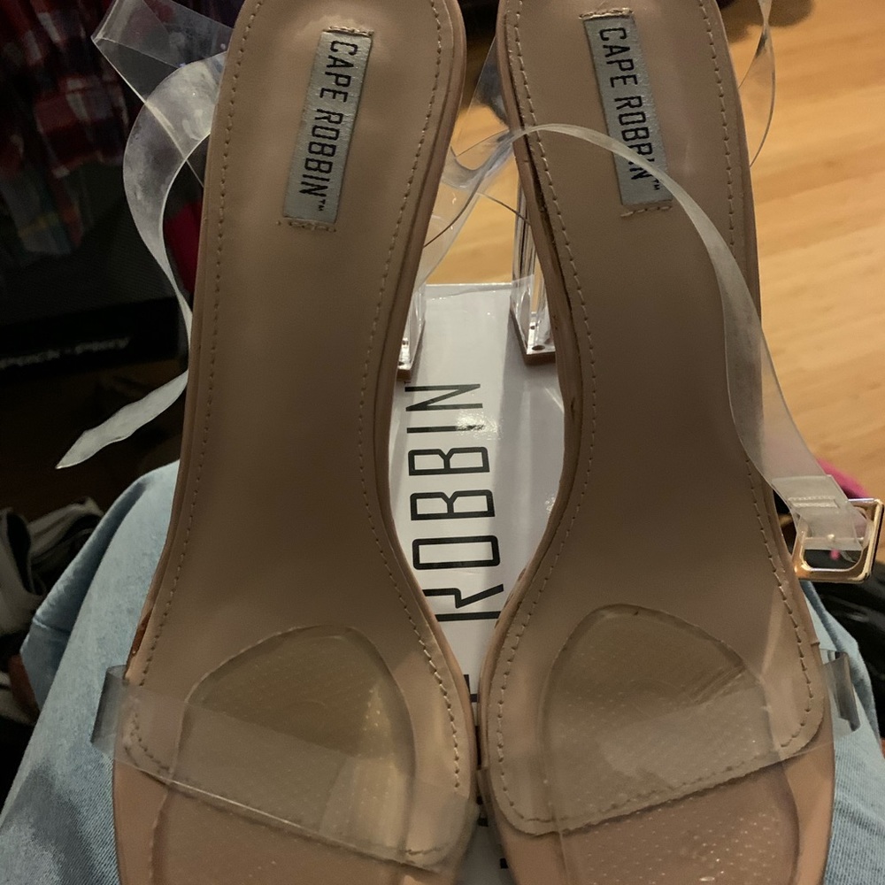 Glass box heels
